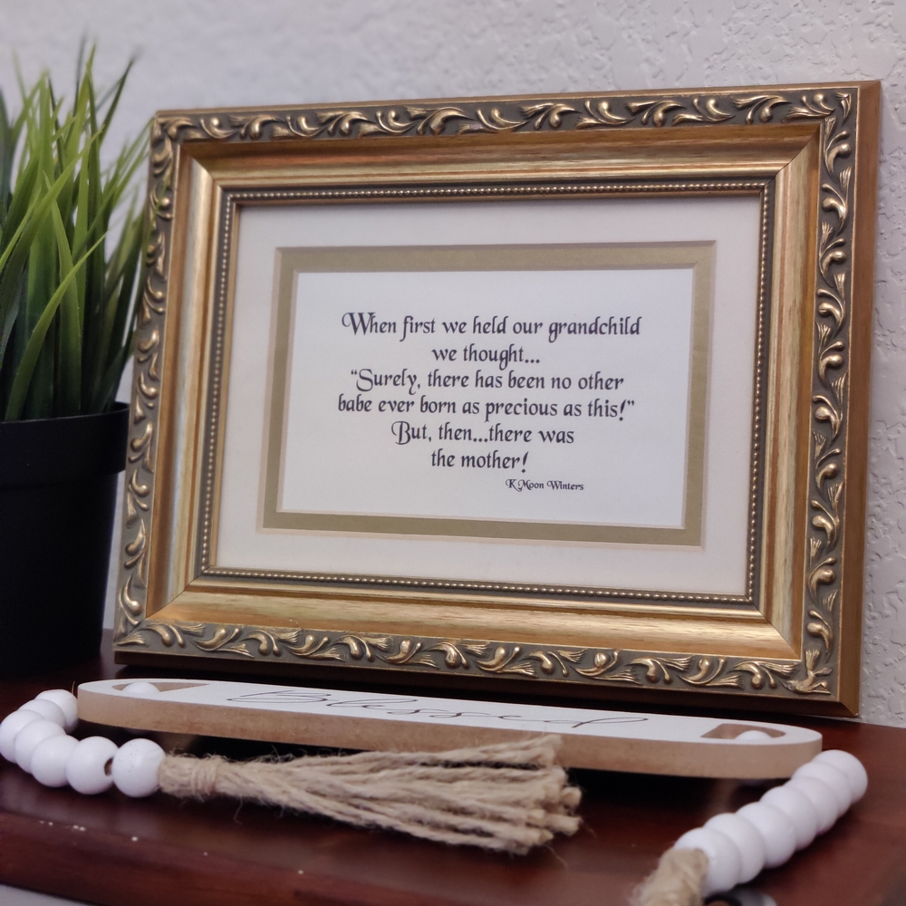 Framed Poem About New Grandbaby, Gifts For Grandparents, Baby Shower Gifts